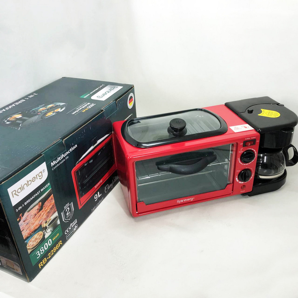 Духовка електрична настільна з грилем Rainberg RB-2286R 3800 Вт, Мініпечі з антипригарним покриттям GI-52 Львів - фото 7