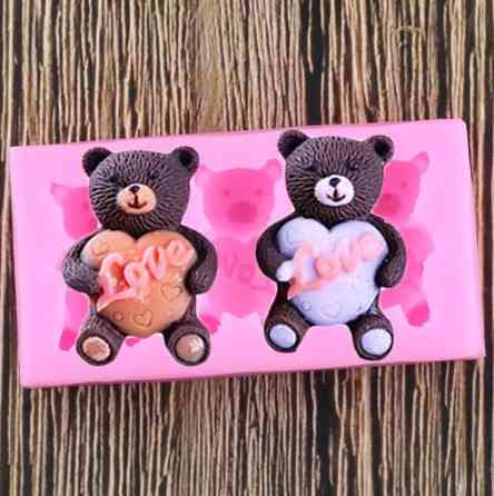 Силиконовый молд Мишки 74 на 39 мм розовый Киев