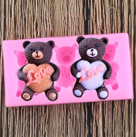 Силиконовый молд Мишки 74 на 39 мм розовый Киев - изображение 1