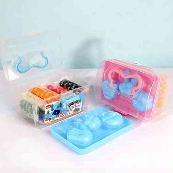 Набор теста пластелин для лепки разноцветная глина для лепки, детский пластилин 12 цветов в контейнере розовый Каменец-Подольский