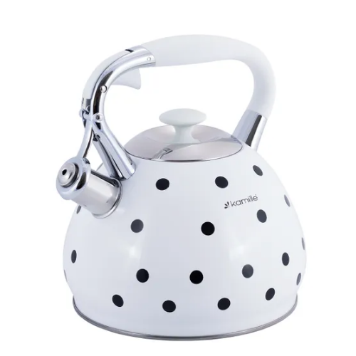 Чайник 3л нержавіюча сталь зі свистком з ручкою "soft-touch" (білий,беж,кавовий) 0695WH KAMILLE Житомир - фото 1