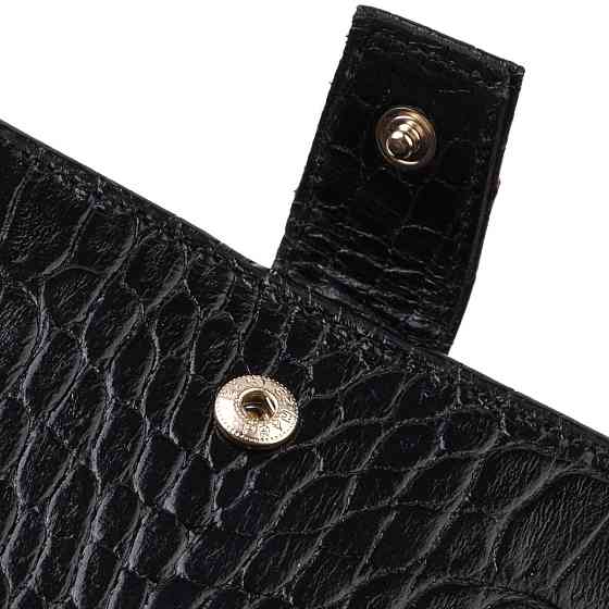 Стильний вертикальний чоловічий гаманець середнього розміру з натуральної шкіри з тисненням під крокодила CANPELLINI 21736 Чорний Київ