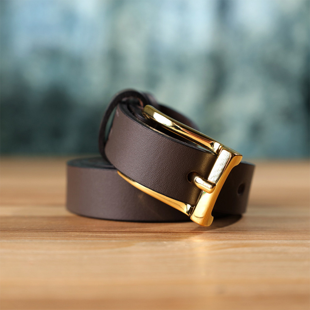 Элегантный узкий кожаный ремень для женщин Красный (GRANDE PELLE) Киев - изображение 4