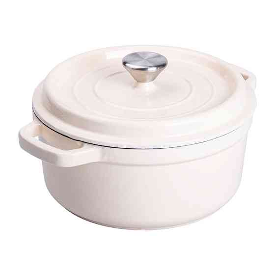 Каструля чавунна емальована 3 л з кришкою Ø24 см Бежева HP-1-3BE Коломыя