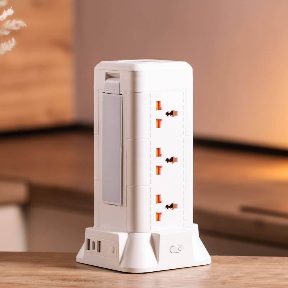 Мережевий фільтр подовжувач 4.8 м з лампою на 9 універсальних розеток з 2 USB, 1 Type-C, бездротова зарядка HP-5-7MF Коломия - фото 2