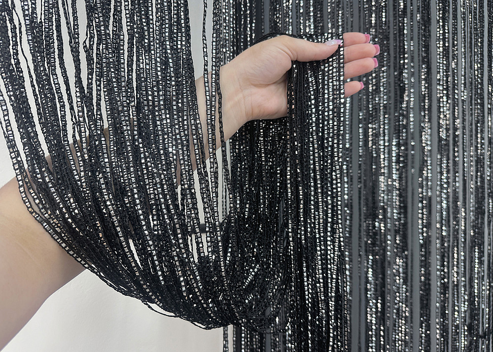 Шторы-нити Rovi Premium с люрексом Черный 300х300см 1 шт (61-118) Киев - изображение 6
