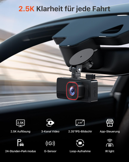 Видеорегистратор Bestsee M22PRO 3 камеры 2.5K+1080P+1080P, 64 ГБ, WDR, Wi-Fi, G-сенсор, парковка 24/7 Киев - изображение 5