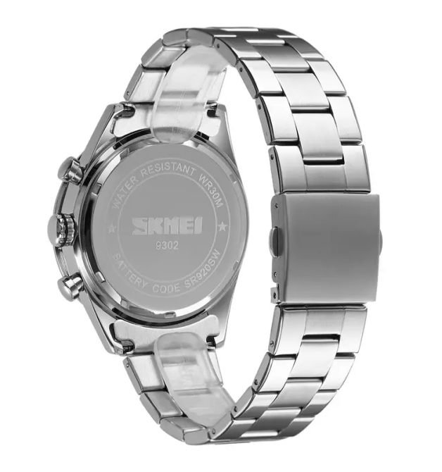 Мужские часы на стальном браслете Skmei 9302 (Серебристые) Киев - изображение 7
