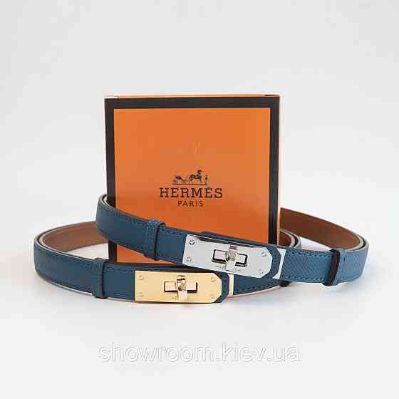 Жіночий ремінь шкіряний Hermes Гермес (280-2) синій Київ