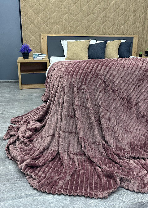 Плед-покривало смужка Шарпей 200х225 см (+-10см) Темно-пудровий (87-152) Київ - фото 8