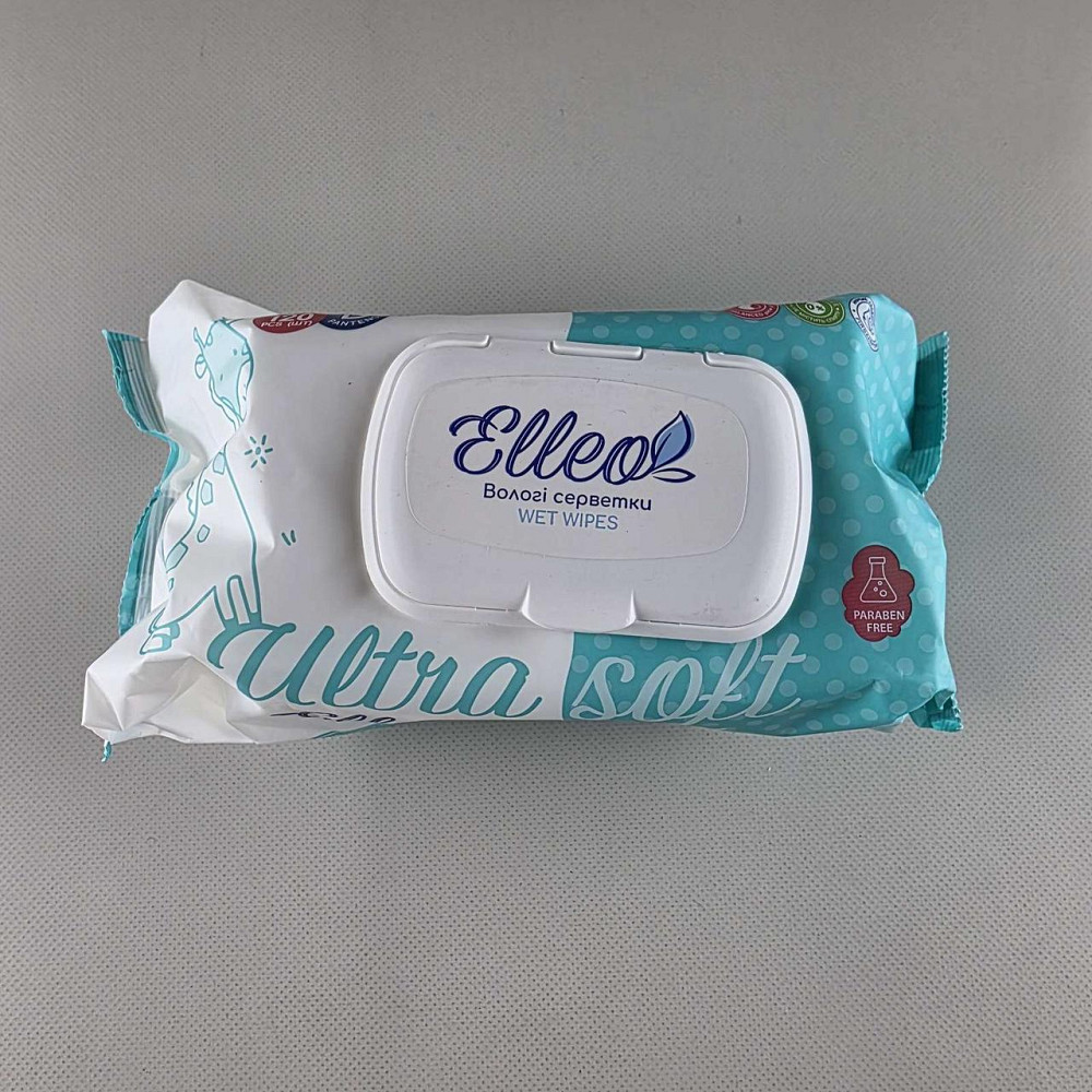 Серветки вологі 120 шт.з клапан "ELLEO" д/дітей алое (1 пачка) Харків - фото 3