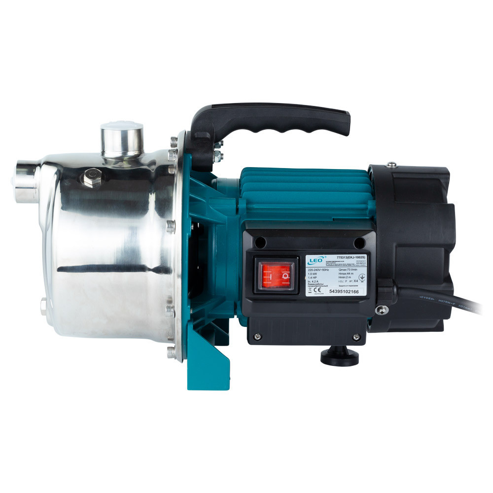 Насос відцентровий самовсмоктуючий 1.0кВт Hmax 44м Qmax 73л/хв нерж LEO EKJ-1002S (775313) Рівне - фото 2