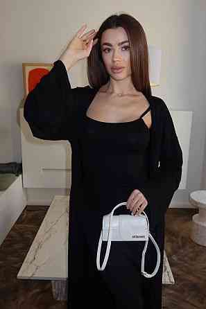 Женский стильный привлекательный комплект платье+ кардиган, турецкая качественная вискоза Черный, 44/46 Одесса