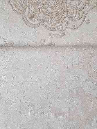 Шпалери вінілові на флізеліні гарячого тиснення DU&KA 1.06х10 вензель основа під штукатурку сірі коричневі Київ