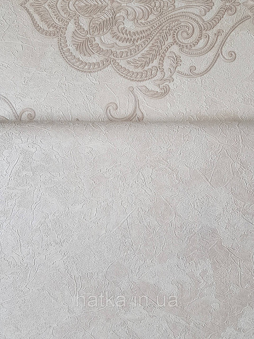 Шпалери вінілові на флізеліні гарячого тиснення DU&KA 1.06х10 вензель основа під штукатурку сірі коричневі Київ - фото 1