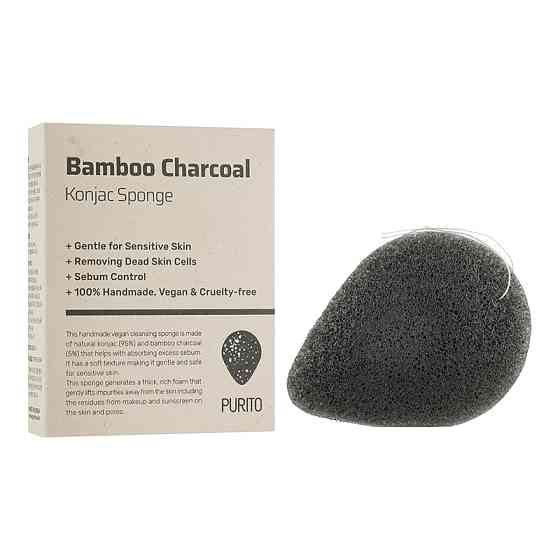 Спонж с бамбуковым углем Bamboo Charcoal Konjac Sponge PURITO Винница