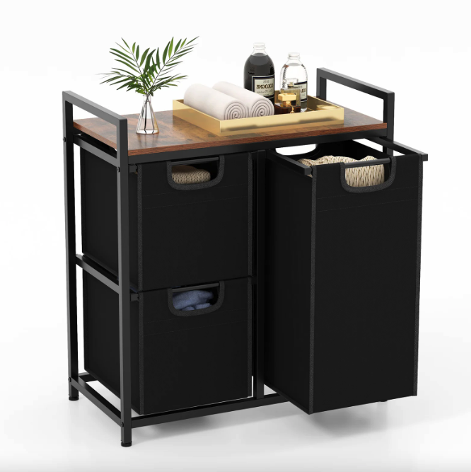 Кошик для білизни Costway Nordi 58 л в стилі Loft чорний Киев - изображение 4