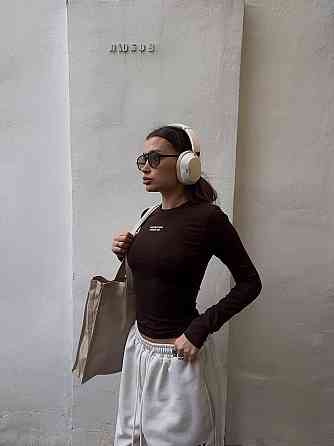 Жіночий стильний молодіжний лонгслів із написом турецький кулір Шоколад, 42/44 Одеса