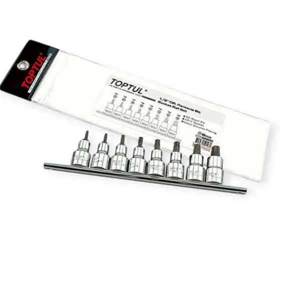 Набір головок-вставок TORX 1/2" 8шт, T20-T55 з отвором (планка) Мукачево
