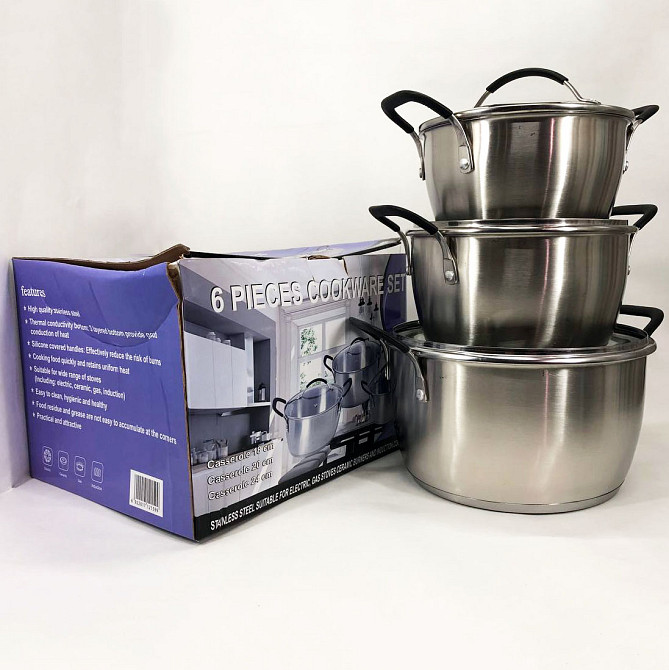 Набір посуду для дому 6 предметов LB-1891, Каструля з нержавіючої сталі, Модні набори посуду CR-10 Львів - фото 3