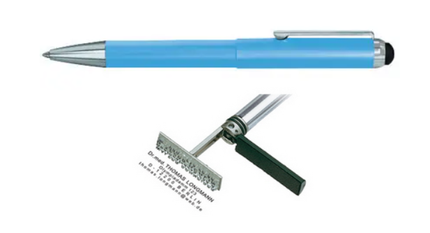 Ручка стилус з штампом, блакитний  корпус Київ - фото 1