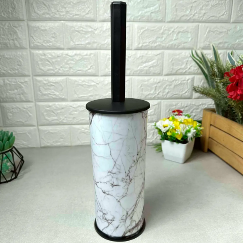 Йоржик для унітазу високий з малюнком "ELIF" Білий мармур Харків