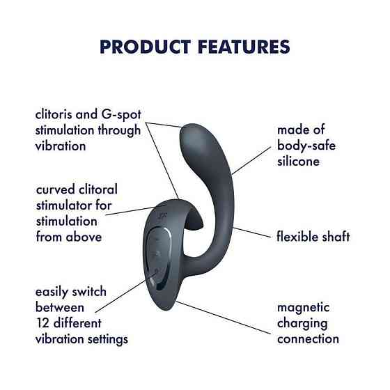Вагінально-кліторальний вібратор Satisfyer G for Goddess 1 Dark Grey, 2 мотори Sex Aura Київ