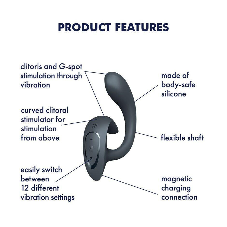 Вагінально-кліторальний вібратор Satisfyer G for Goddess 1 Dark Grey, 2 мотори Sex Aura Київ - фото 6
