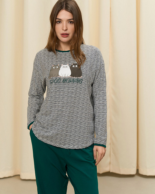 Женский комплект с однотонными штанами - Good morning Nicoletta 96903 L Киев - изображение 2