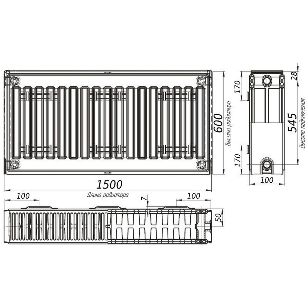 Радиатор стальной 22/600х1500 бок OPTIMUM (000013684) Киев - изображение 5