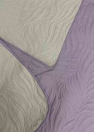 Покривало двостороннє Decorator Microfiber листя 215x240 см бузковий із бежевим (85-141) Київ