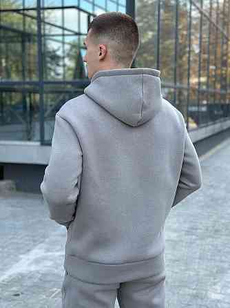 Тепле чоловіче худі на флісі з капюшоном сталеве Pobedov 008 ЗИМА Київ