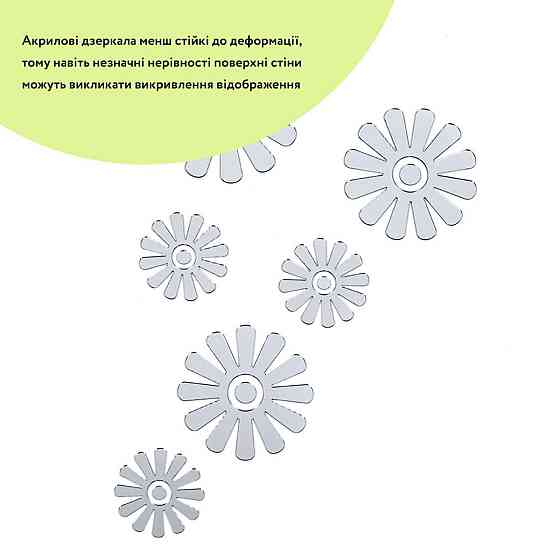 Зеркальный декор акриловый самоклеющийся Цветы серебро, 6шт (D) SW-00002519 Днепр
