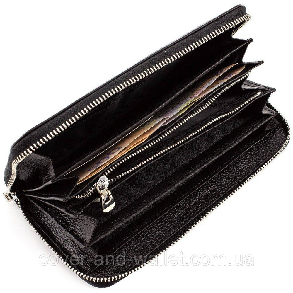 Большой кожаный кошелек клатч на много карточек черного цвета ST Leather Киев - изображение 3