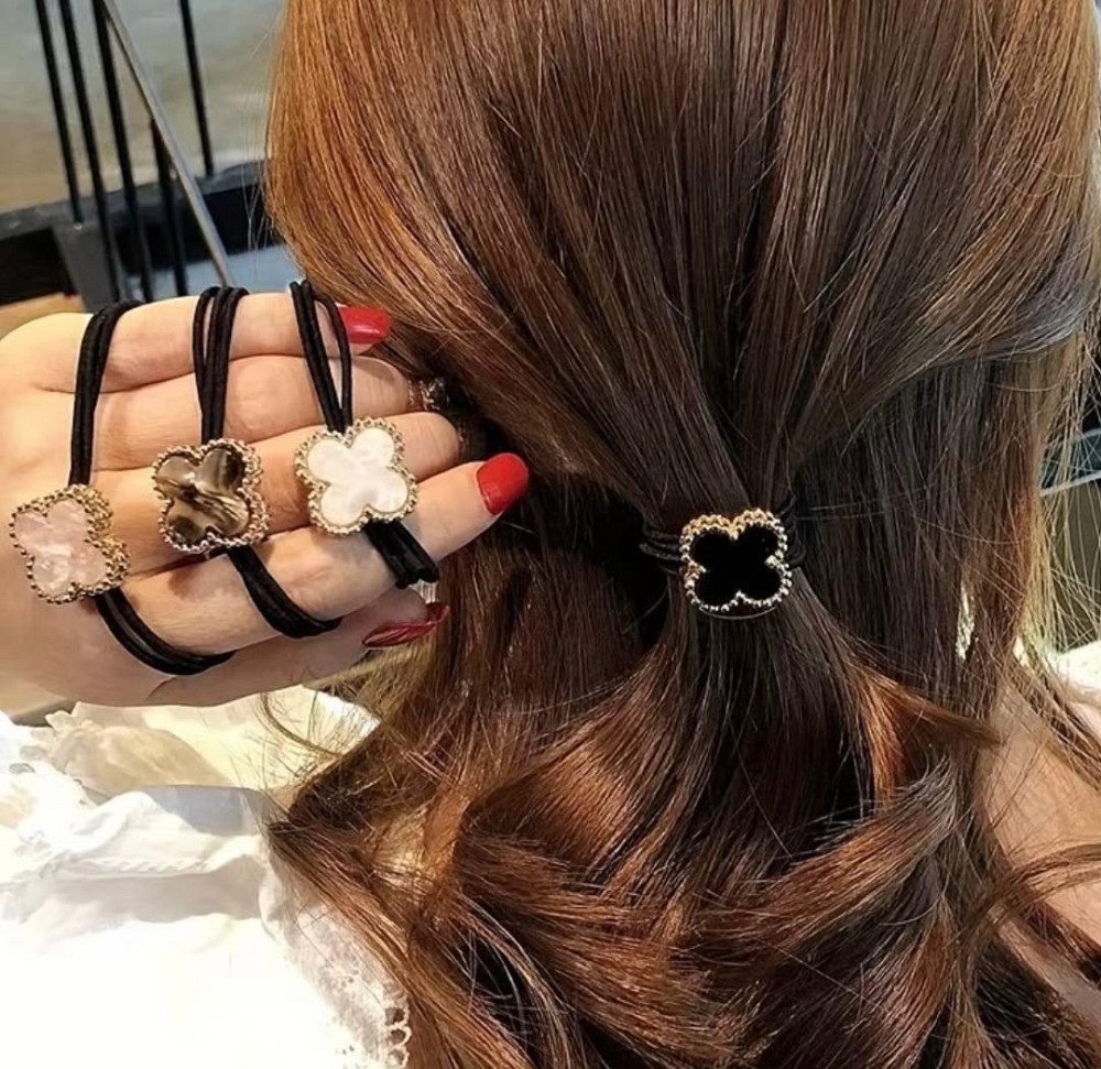 Резинка для волос клевер декоративная, женская резинка для хвоста и пучка, аксессуар для волос, набор 4 шт Киев - изображение 3