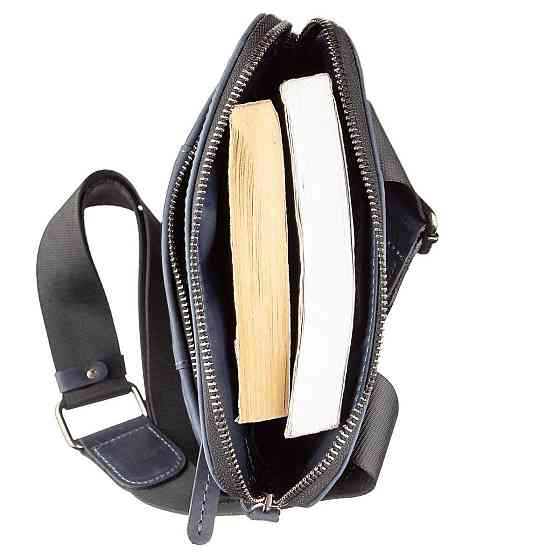 Стильний чоловічий месенджер з вінтажній шкіри Shvigel 11179 Синій Київ