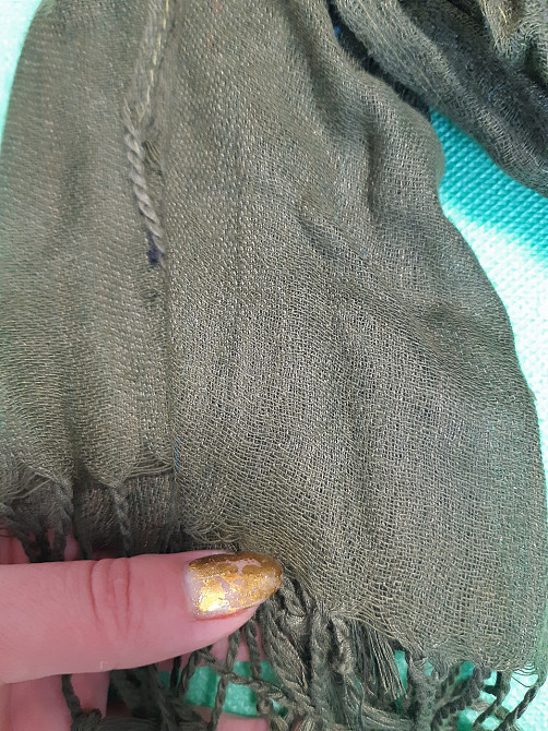 Шарф цвета хаки (болотный) - размер шарфа приблизительно 170*65см, 100% полиэстер Киев - изображение 4