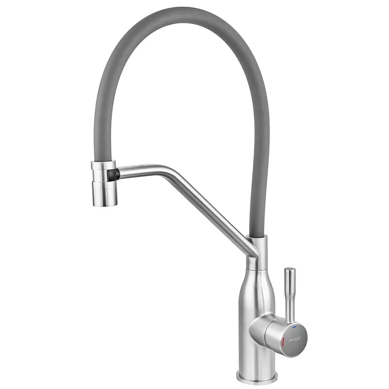 Змішувач для кухні MIXXUS PREMIUM GRAVITY 017 (NUT) SS COLOR REFL.GREY (Колір нержавійка та силіконовий вилив сірий) (MI8407) ( Харків - фото 3
