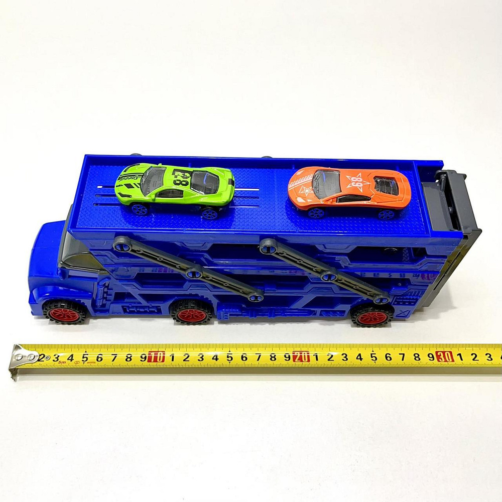 Трейлер-автовоз розкладний з набором машинок 6шт Синій (K180A10) Чернігів - фото 2