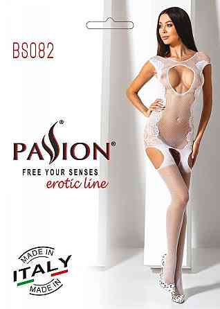 Ажурный бодистокинг с чулками Passion BS082 white Sex Aura Киев