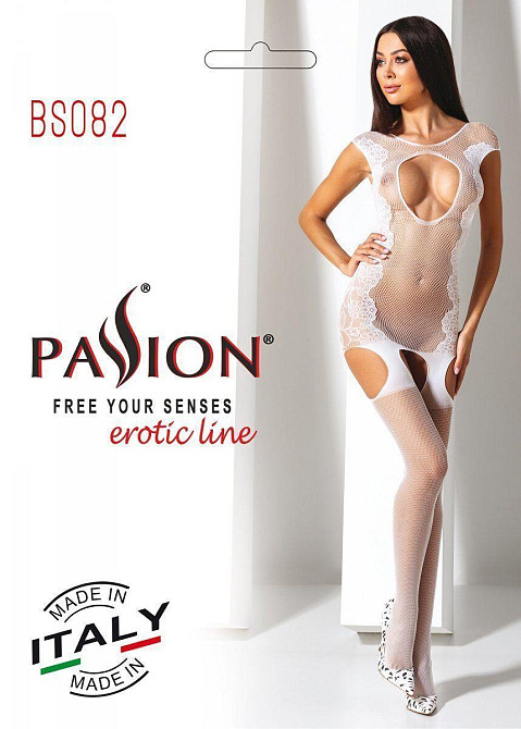 Ажурний бодістокінг з панчохами Passion BS082 white Sex Aura Київ - фото 4