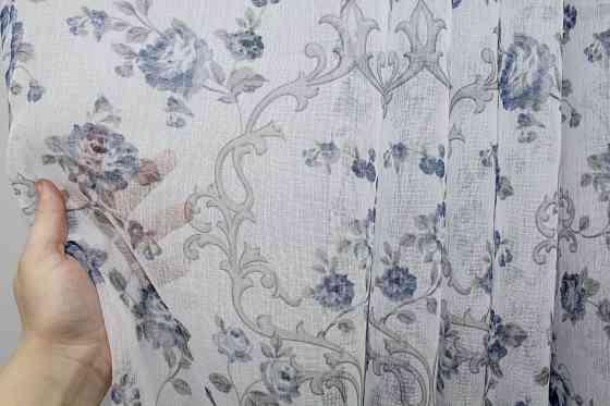 Тюль VR-Textil 416т Flora Батист Білий з сіро-блакитним 500х270 см (42-0828) Київ