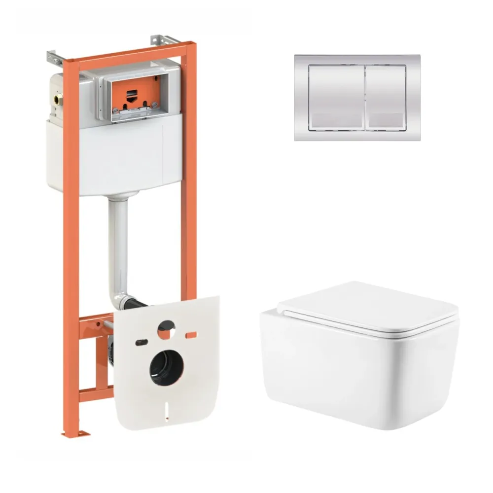 Готове рішення Qtap для ванної кімнати: підвісний унітаз Gemini Ultra Quiet 520×360×350 + комплект інсталяції Nest 4 в 1 Київ - фото 1