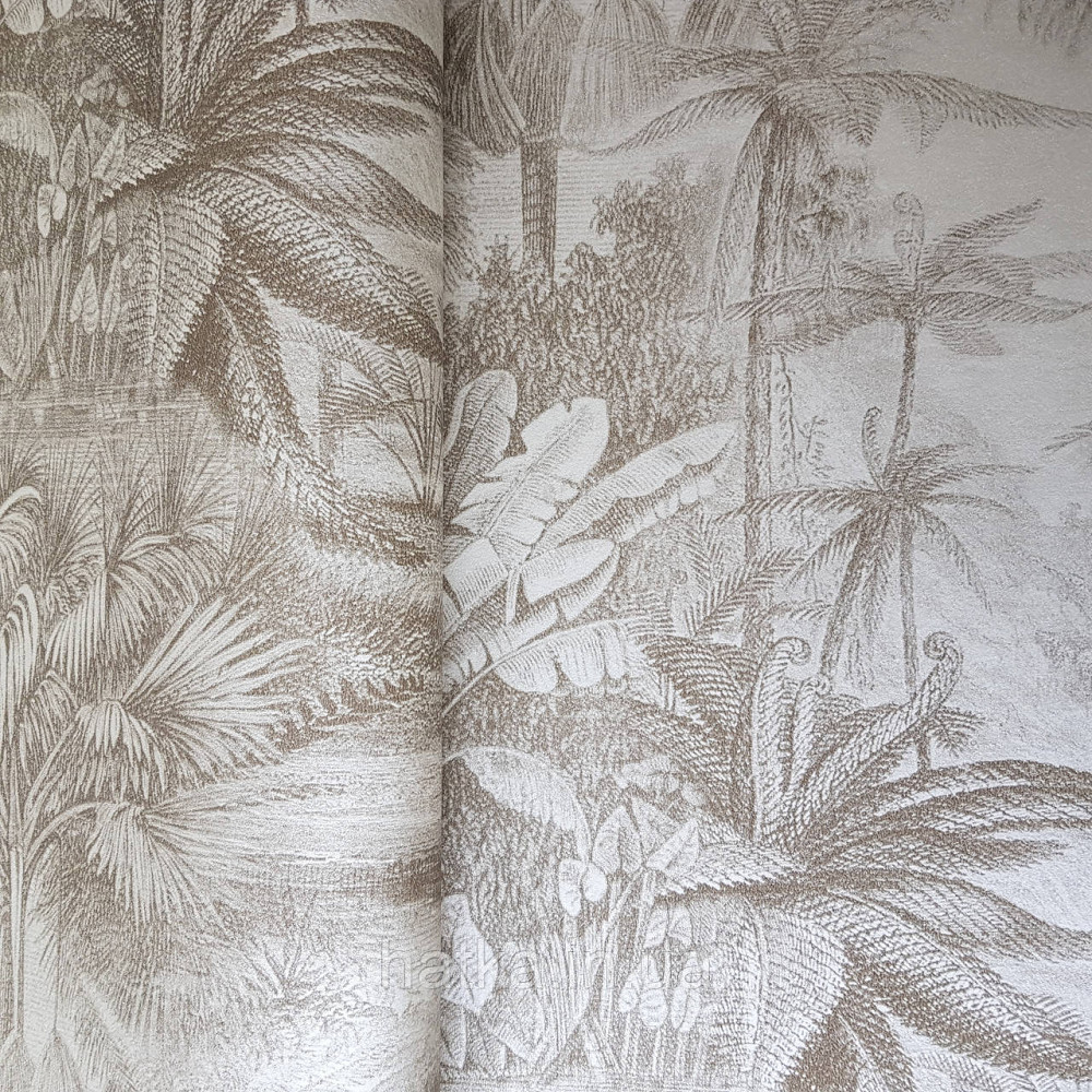 Шпалери флізелінові еко Rasch Kerala 0.53х10 м пальми листя екзотичні рослини пісочний сріблясті Київ - фото 1