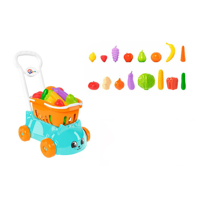 Візок Технок ігровий з продуктами 16 продуктів Блакитна (7570) Чернигов - изображение 3