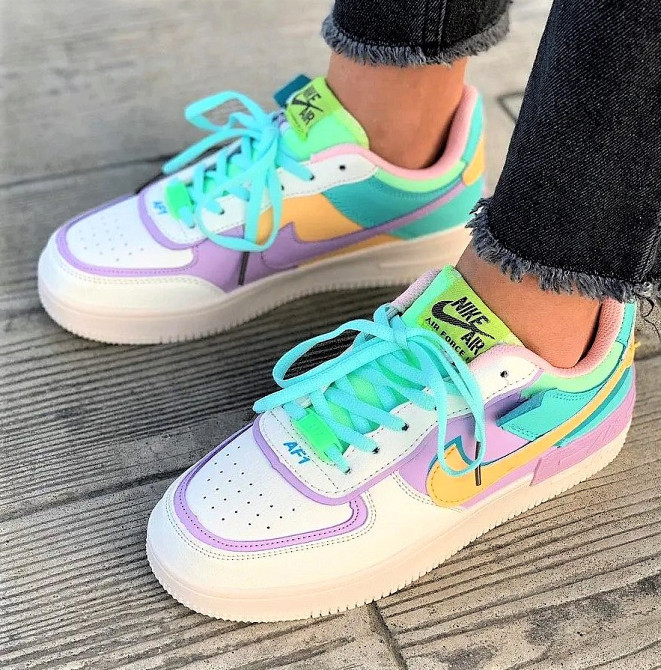 Кросівки Nike Force Білі Жіночі Шкіряні Форси Shadow Різнобарвні Найк (розміри: 36,37,38,39,40) Відео Огляд — 2 Дніпро - фото 7