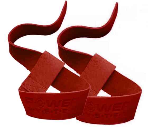 Лямки для тяги шкіряні Power System PS-3320 Leather Straps Red Кам'янське