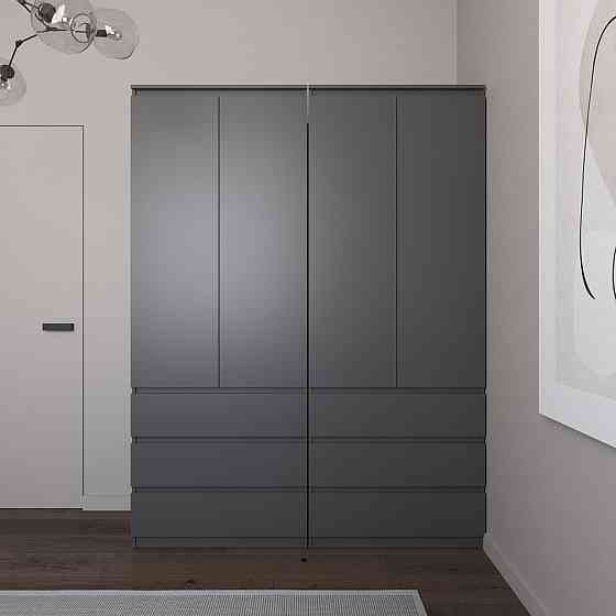 Шафа для одягу VAYS зі штангою та полицями, 6 шухляд, комплект з 2 шаф R9+R16 Антрацит Львів