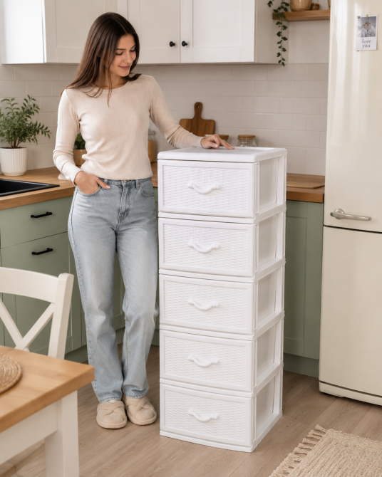 Комод пластиковий Style (Стиль) білий 7 ящиків 48х38х155 Одеса - фото 2
