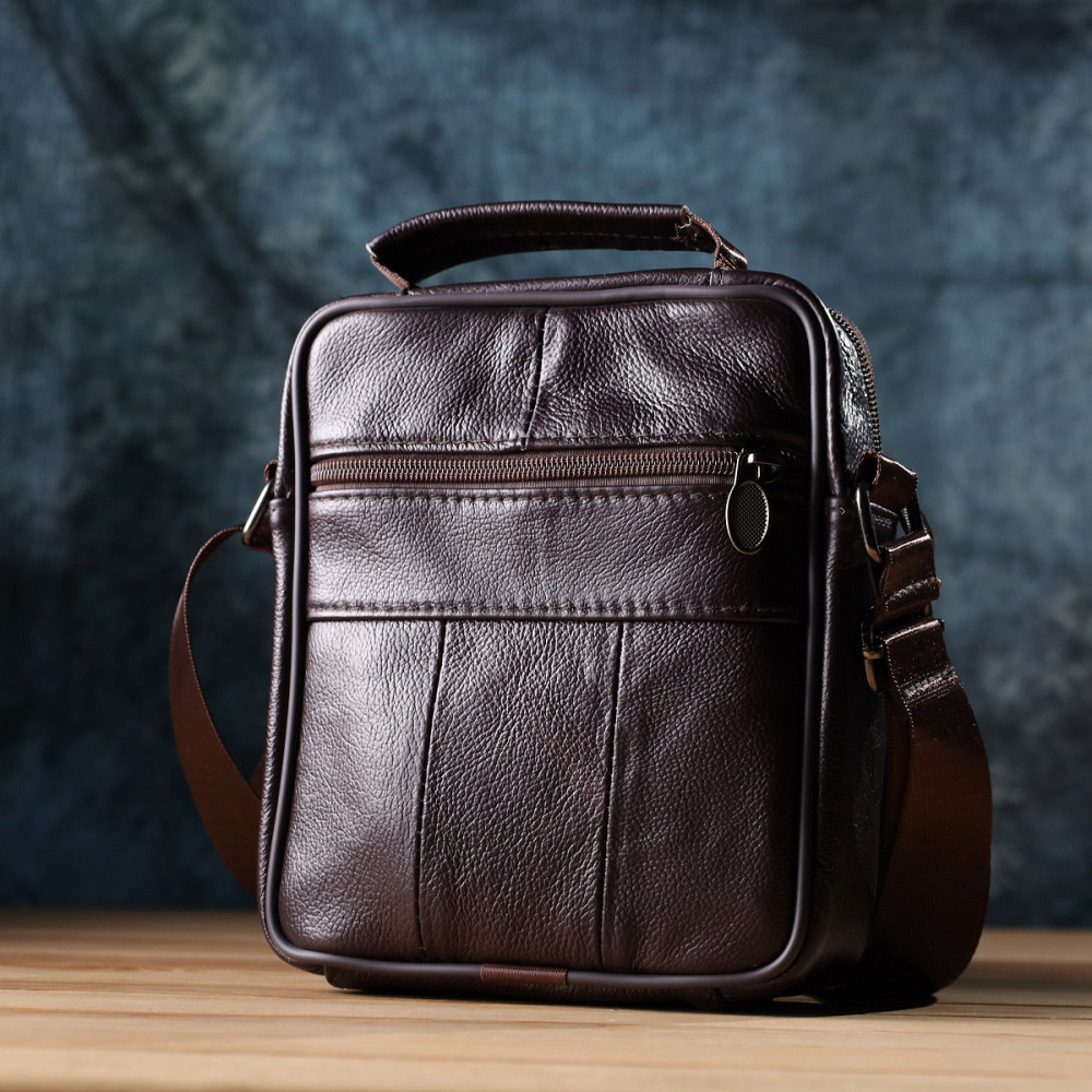 Небольшая вертикальная сумка с ручкой для мужчин из натуральной кожи Vintage 22865 Коричневый Киев - изображение 2